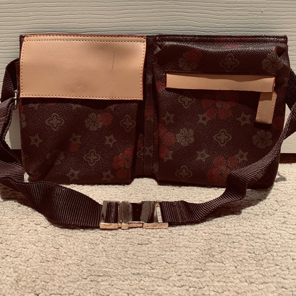 Brown floral leather bum (fanny) bag